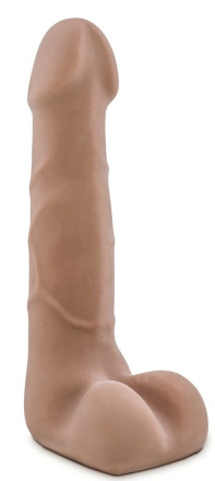 Кофейный фаллоимитатор с мошонкой Suave - 17,78 см. 