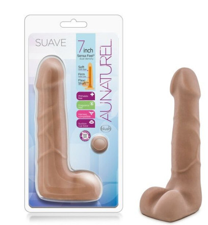 Кофейный фаллоимитатор с мошонкой Suave - 17,78 см. 