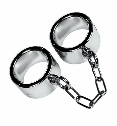 Серебристые широкие наручники Metal 
