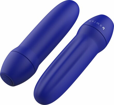 Синяя рельефная вибропуля Bmine Basic Reflex - 7,6 см. 