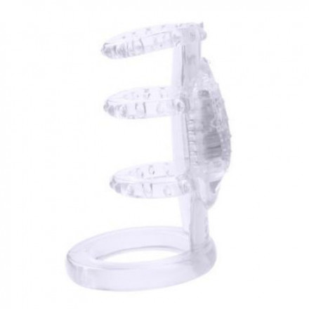 Прозрачная насадка на пенис с вибрацией Dual Vibrating Cock Cage 