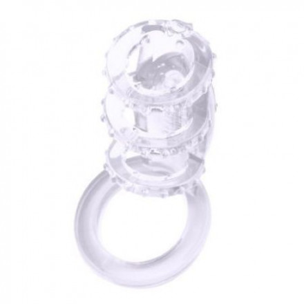 Прозрачная насадка на пенис с вибрацией Dual Vibrating Cock Cage 