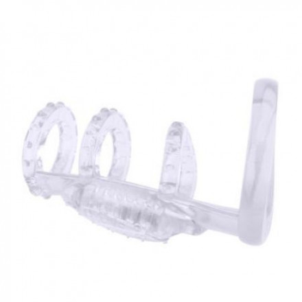 Прозрачная насадка на пенис с вибрацией Dual Vibrating Cock Cage 