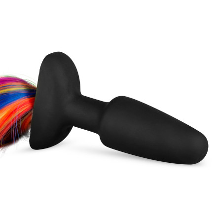 Черная анальная пробка с радужным хвостом Butt Plug With Tail 