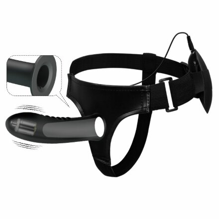 Полый страпон с вибрацией Myron - 18,5 см. 