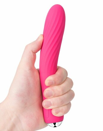 Вибратор со спиралевидным рельефом и функцией нагрева Anya Plum Red - 19,6 см. 