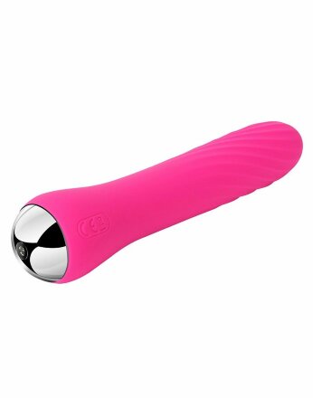 Вибратор со спиралевидным рельефом и функцией нагрева Anya Plum Red - 19,6 см. 