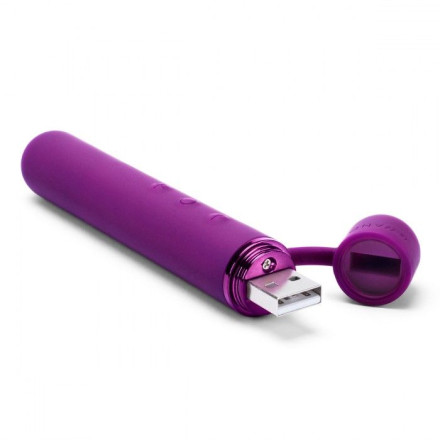 Фиолетовый мини-вибратор Le Wand Baton с текстурированной насадкой - 11,9 см. 