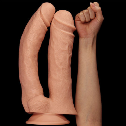 Телесный двойной фаллоимитатор Mega Double dildo - 33 см. 