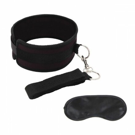 Черный ошейник с длинным поводком Collar and Leash Set 