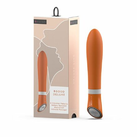 Оранжевый вибратор Bgood Deluxe - 18 см. 