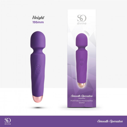 Фиолетовый вибромассажер Smooth Operator Rechargeable Wand - 19,5 см. 