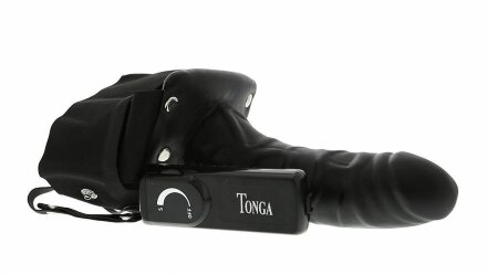 Мужской фаллопротез с вибрацией ROBOTIC MALE STRAP-ON BLACK - 17 см. 