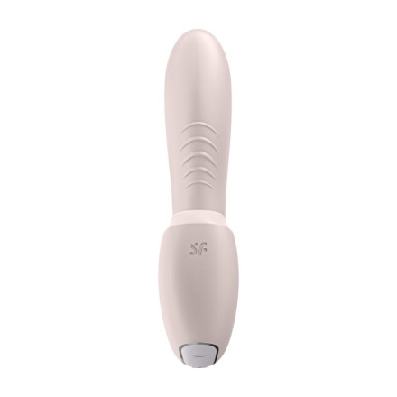 Нежно-розовый вибратор с вакуумным стимулятором Sunray - 14,8 см. 