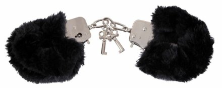 Черные меховые наручники Love Cuffs Black 