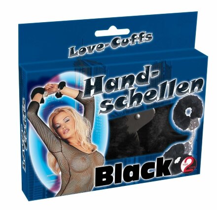 Черные меховые наручники Love Cuffs Black 