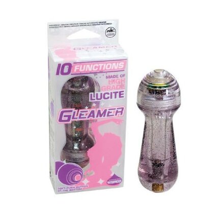 Фиолетовый мини-вибратор с блёстками Gleamer - 11,5 см. 