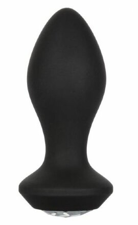 Черная анальная пробка с вибрацией и кристаллом Power Gem Vibrating Crystal Probe - 10,75 см. 