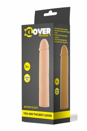 Фаллическая насадка телесного цвета XLover - 18 см. 