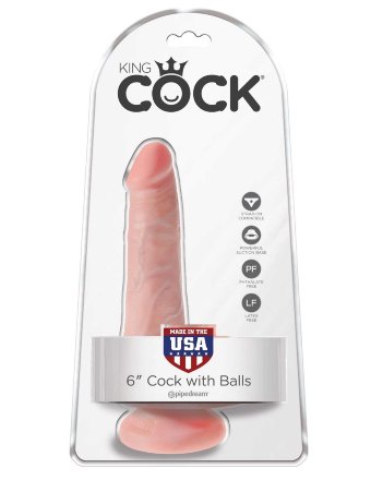 Телесный фаллоимитатор с мошонкой и присоской 6&quot; Cock with Balls - 17,8 см. 