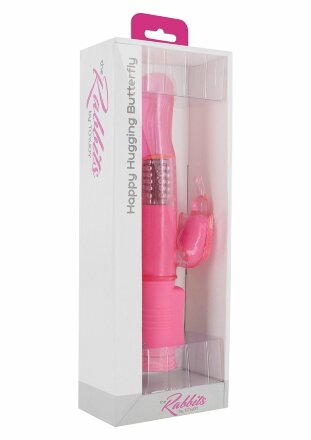 Розовый вибратор Happy Hugging Butterfly - 22,5 см. 
