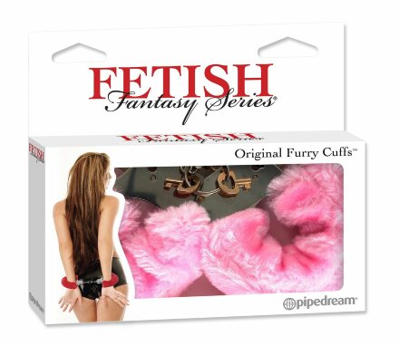 Металлические наручники Original Furry Cuffs с розовым мехом 
