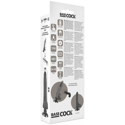 Черный вибратор на присоске Basecock Realistic Vibrator 2in1 - 18,5 см. 