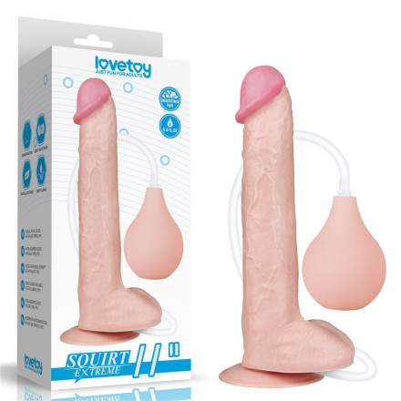 Телесный фаллоимитатор Squirt Extreme с имитацией эякуляции - 28 см. 