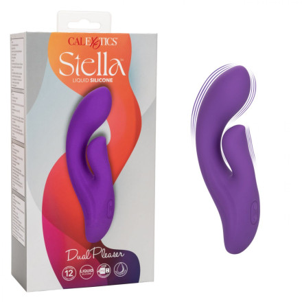Фиолетовый вибратор-кролик Stella Liquid Silicone Dual Pleaser - 17,25 см. 