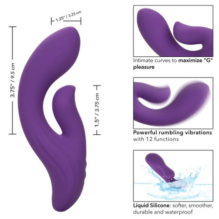 Фиолетовый вибратор-кролик Stella Liquid Silicone Dual Pleaser - 17,25 см. 