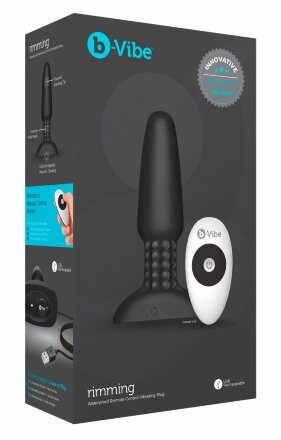 Чёрная вибровтулка с ротацией шариков RIMMING REMOTE CONTROL PLUG BLACK - 15,2 см. 