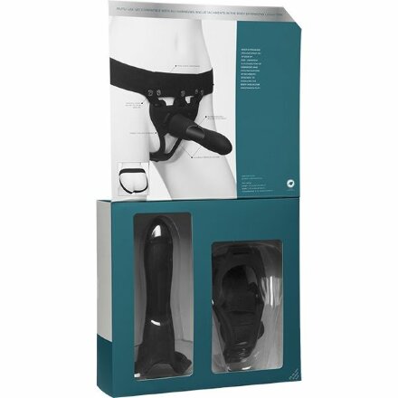 Черный полый страпон с креплением Body Extensions BE Strong - 19,05 см. 
