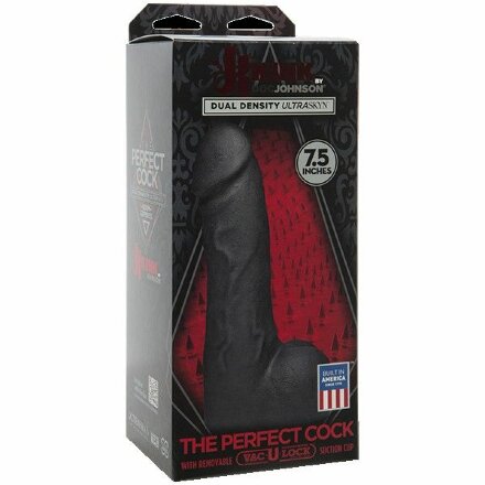 Черный фаллоимитатор The Perfect Cock With Removable Vac-U-Lock Suction Cup - 19 см. 