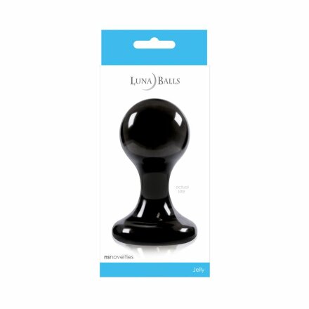 Большая чёрная анальная пробка Luna Balls на присоске - 9,5 см. 