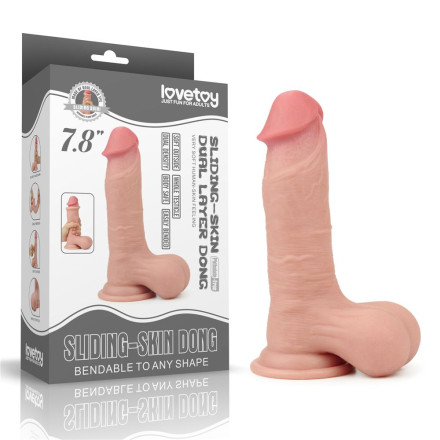 Телесный фаллоимитатор Sliding Skin Dual Layer Dong - 19,5 см. 