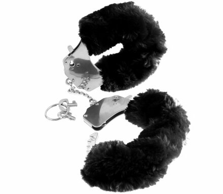 Металлические наручники Furry Love Cuffs с черным мехом 