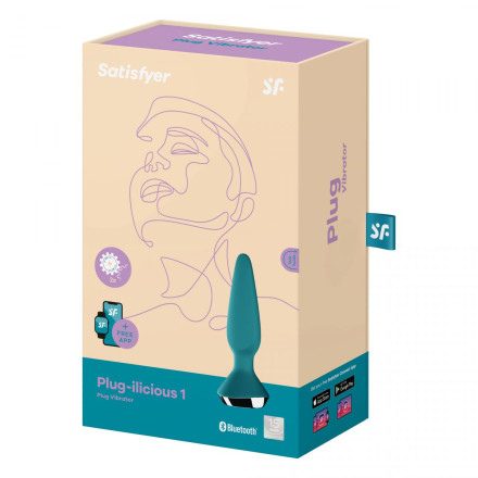 Бирюзовая анальная пробка с вибрацией Satisfyer Plug-ilicious 1 - 13,5 см. 