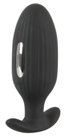 Черная анальная втулка с вибрацией и электростимуляцией Vibrating E-Stim Butt Plug - 9,2 см. 