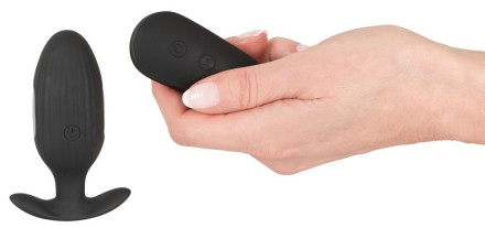 Черная анальная втулка с вибрацией и электростимуляцией Vibrating E-Stim Butt Plug - 9,2 см. 