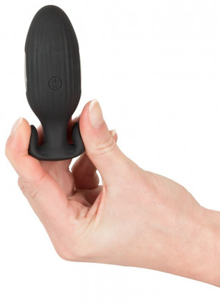 Черная анальная втулка с вибрацией и электростимуляцией Vibrating E-Stim Butt Plug - 9,2 см. 