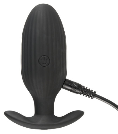 Черная анальная втулка с вибрацией и электростимуляцией Vibrating E-Stim Butt Plug - 9,2 см. 