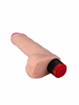 Фаллоимитатор с мошонкой и вибрацией - 17,5 см. 