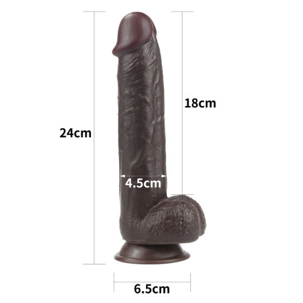 Коричневый фаллоимитатор Sliding-Skin Dong 9.5 - 24 см.  