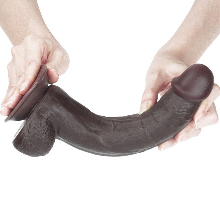 Коричневый фаллоимитатор Sliding-Skin Dong 9.5 - 24 см.  