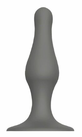 Серый удлиненный анальный стимулятор PLUG WITH SUCTION CUP - 10,3 см. 