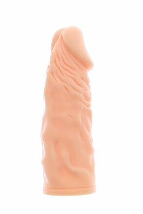 Телесная реалистичная насадка на пенис SUPER STRETCH EXTENDER 5.5INCH - 14 см. 