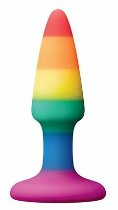 Разноцветная анальная втулка RAINBOW ANAL PLUG MINI - 9 см. 
