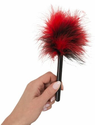Красно-черная пуховка Mini Feather - 21 см. 
