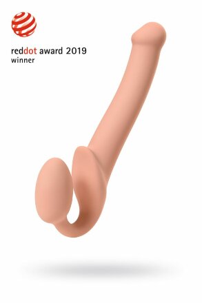 Телесный безремневой страпон Silicone Bendable Strap-On M 