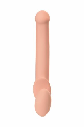 Телесный безремневой страпон Silicone Bendable Strap-On M 